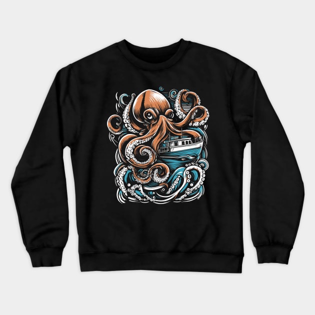 Octopus catches Crewneck Sweatshirt by visualangel